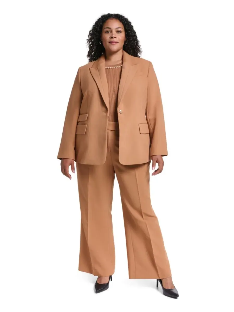 Жакет с одним рядом пуговиц Plus Size KARL LAGERFELD PARIS — изображение 2 из 6, сепия