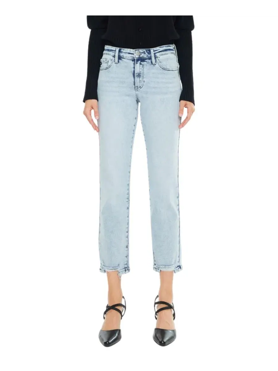 Джинсы прямого кроя с заниженной талией Pam Mid Rise Crop Straight KanCan Essential — серый