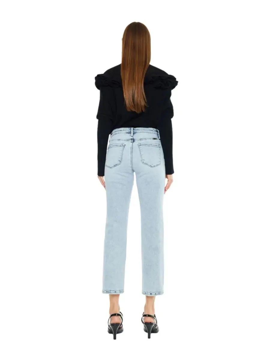 Джинсы прямого кроя с заниженной талией Pam Mid Rise Crop Straight KanCan Essential — изображение 2 из 8, средняя отмывка
