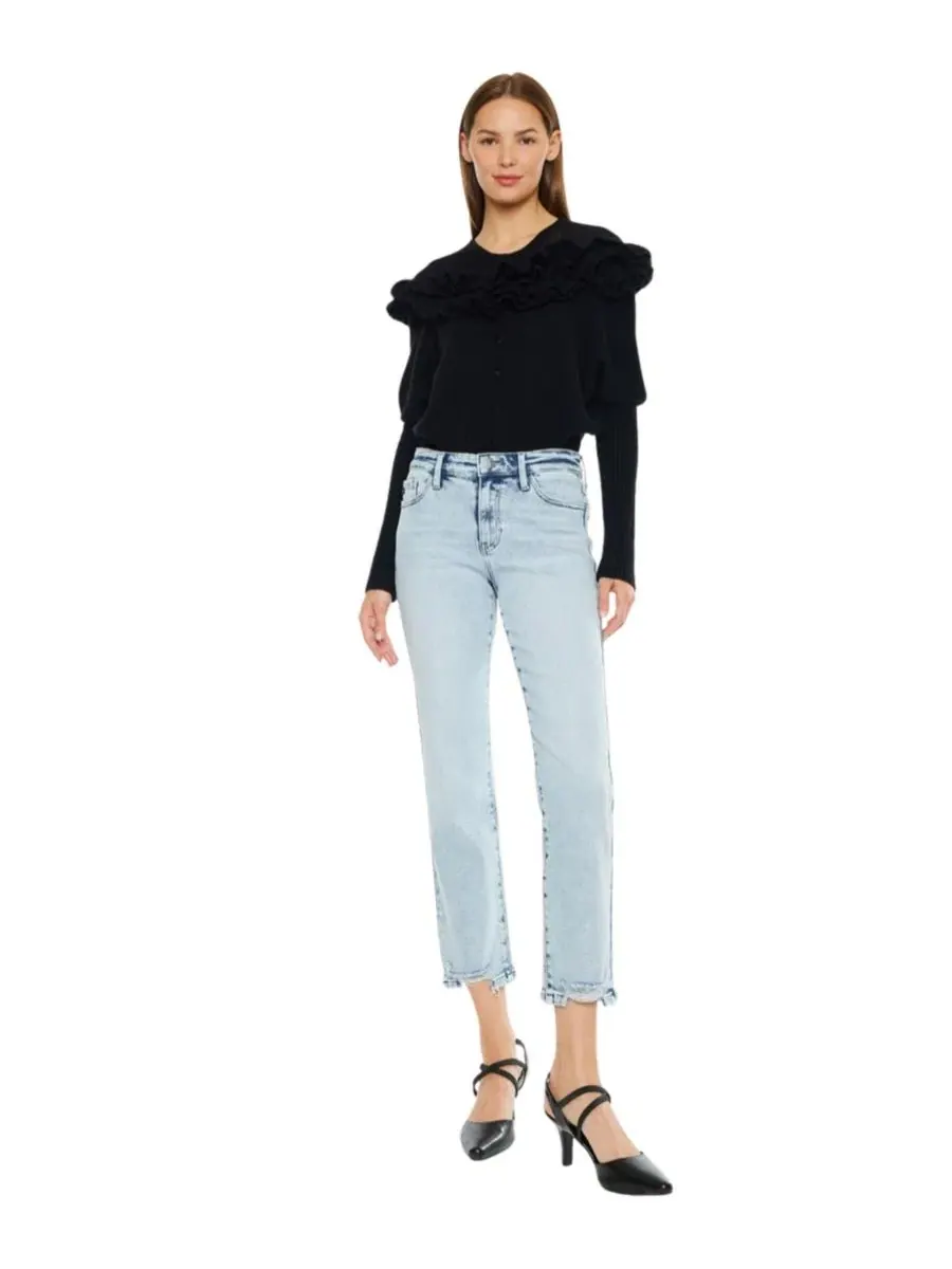 Джинсы прямого кроя с заниженной талией Pam Mid Rise Crop Straight KanCan Essential — изображение 4 из 8, средняя отмывка