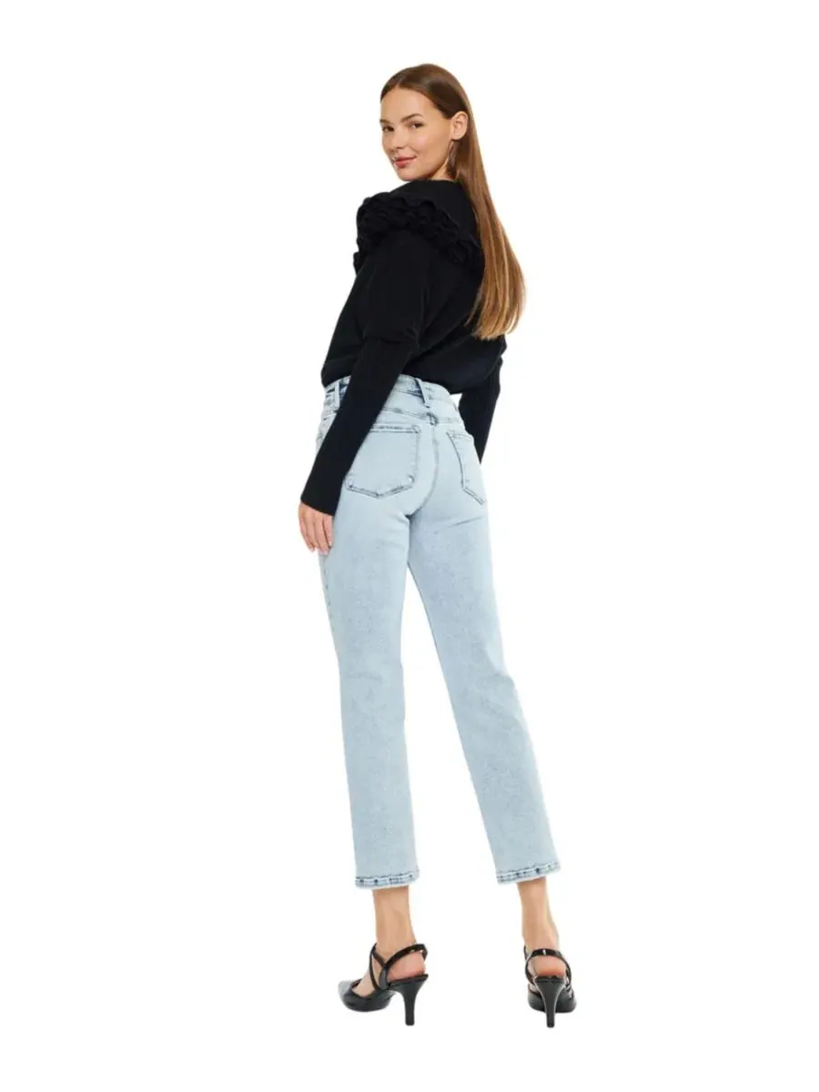 Джинсы прямого кроя с заниженной талией Pam Mid Rise Crop Straight KanCan Essential — изображение 5 из 8, средняя отмывка