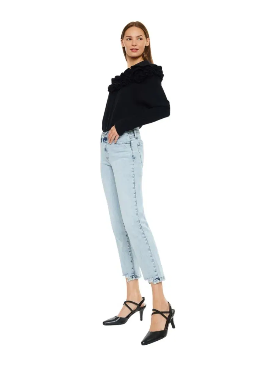 Джинсы прямого кроя с заниженной талией Pam Mid Rise Crop Straight KanCan Essential — изображение 6 из 8, средняя отмывка