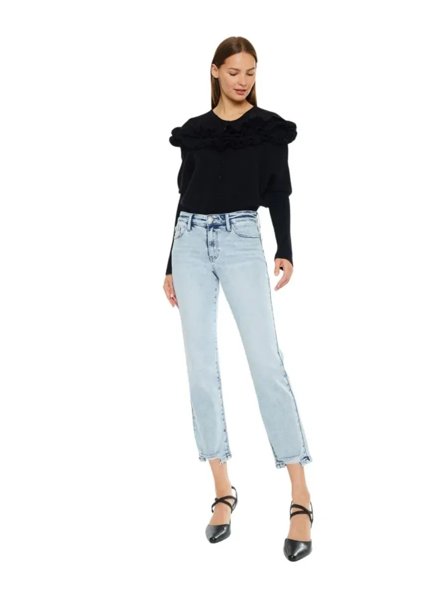 Джинсы прямого кроя с заниженной талией Pam Mid Rise Crop Straight KanCan Essential — изображение 8 из 8, средняя отмывка