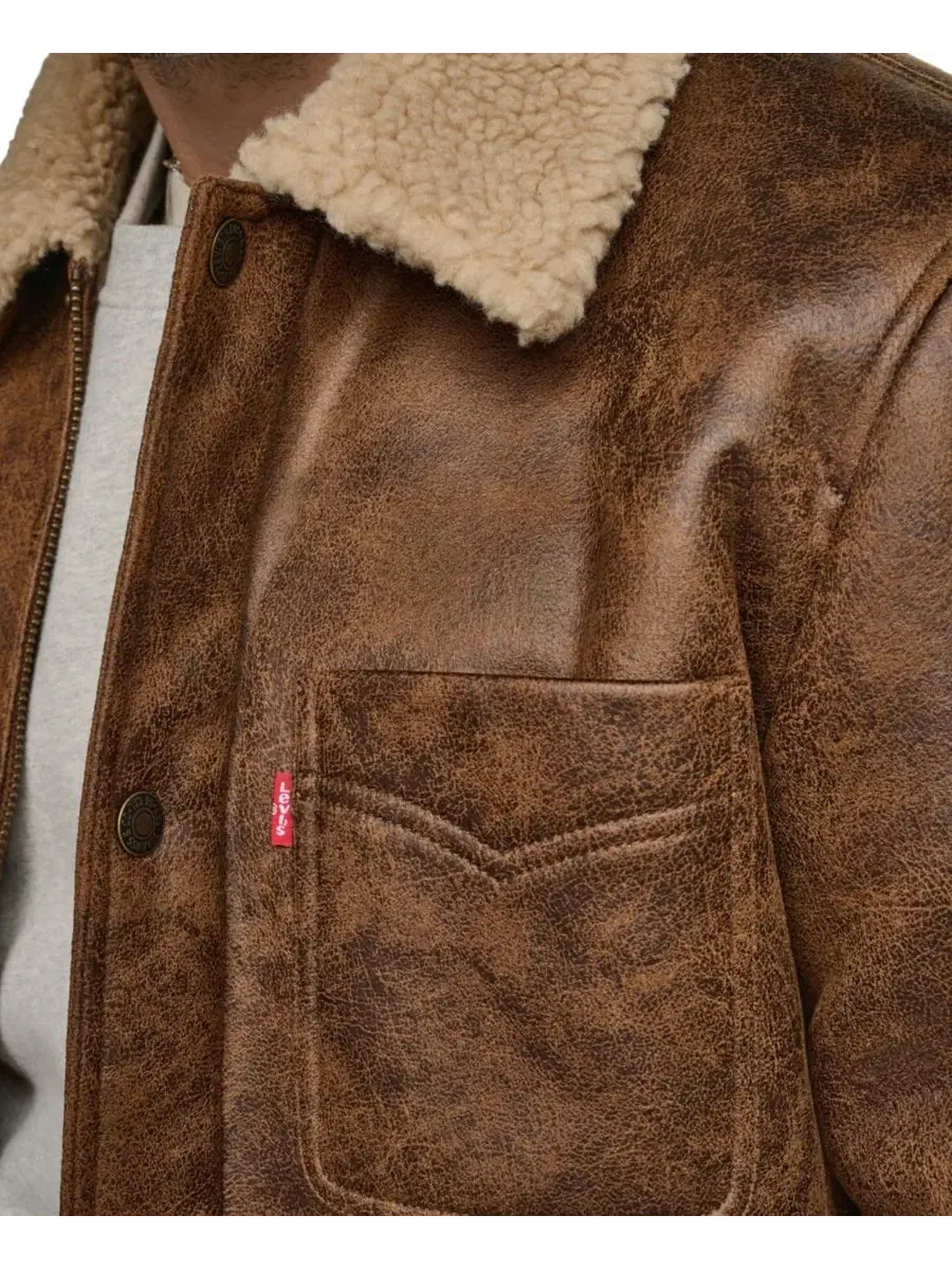 Куртка-ранчер из искусственного меха Classic-Fit Levi's — изображение 4 из 8, коричневый