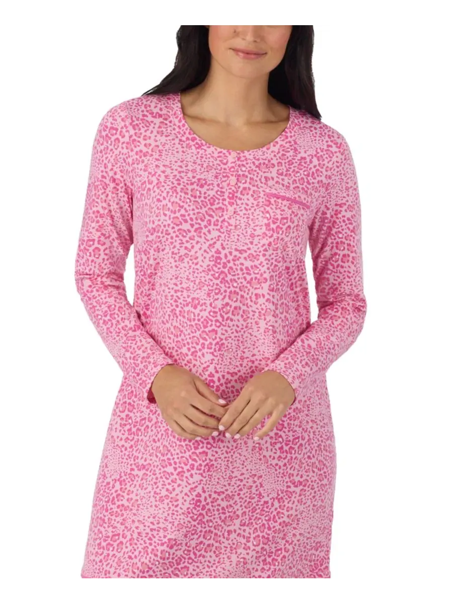 Ночная рубашка с длинным рукавом и круглым вырезом, модель Sleep Shirt Cuddl Duds — изображение 3 из 4, розовый