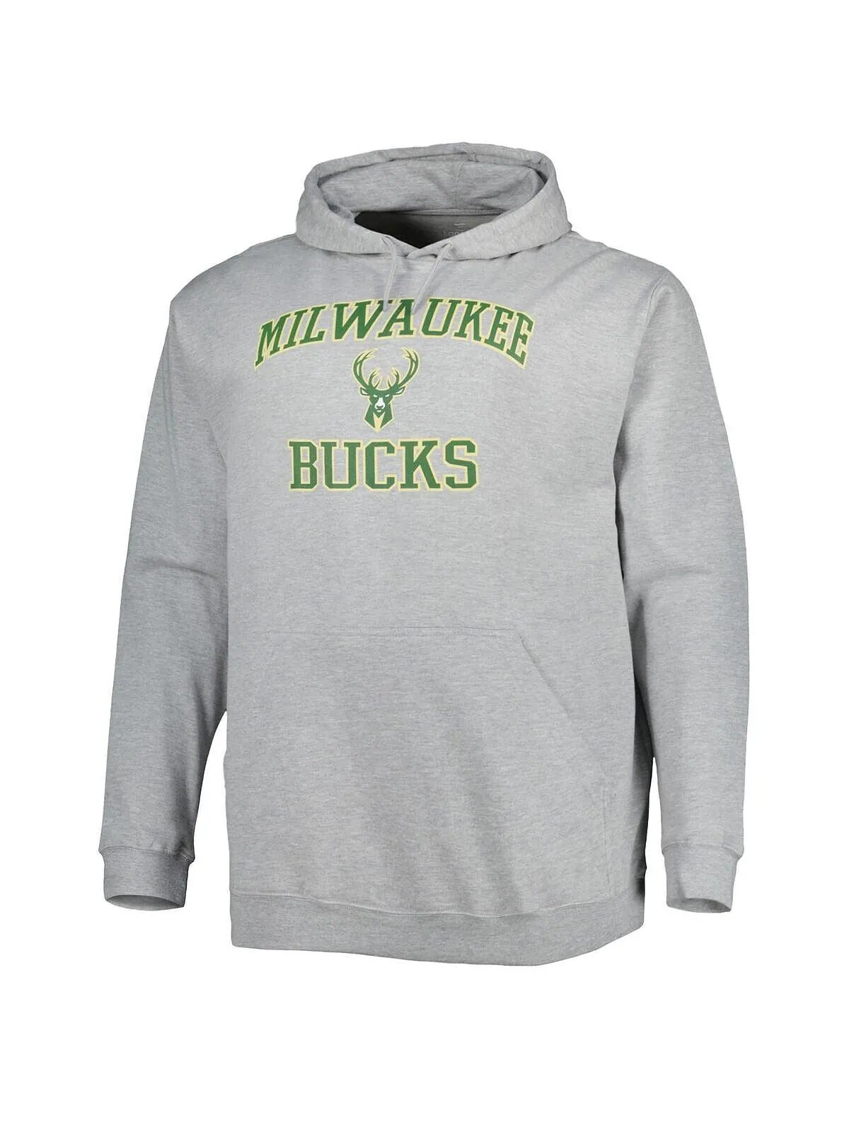 Мужская толстовка с капюшоном milwaukee bucks big and tall heart and soul в меланжевом сером цвете — изображение 2 из 3