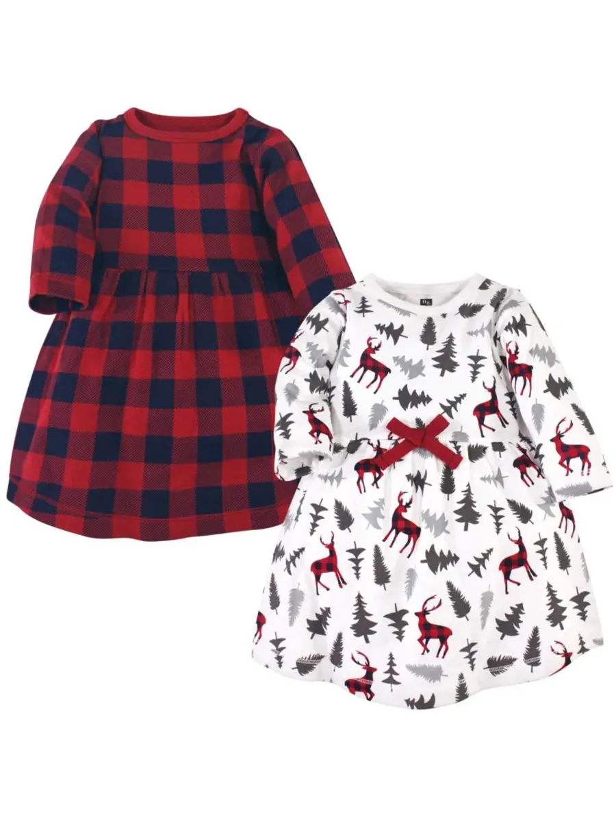Комплект из двух детских платьев с длинным рукавом, с принтом Hudson Baby, Forest Deer