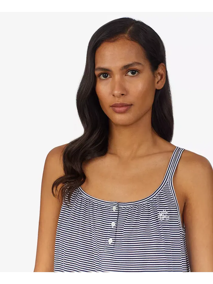 Ночная рубашка из хлопкового трикотажа с двумя бретелями Lauren Ralph Lauren — изображение 10 из 12, темный синий