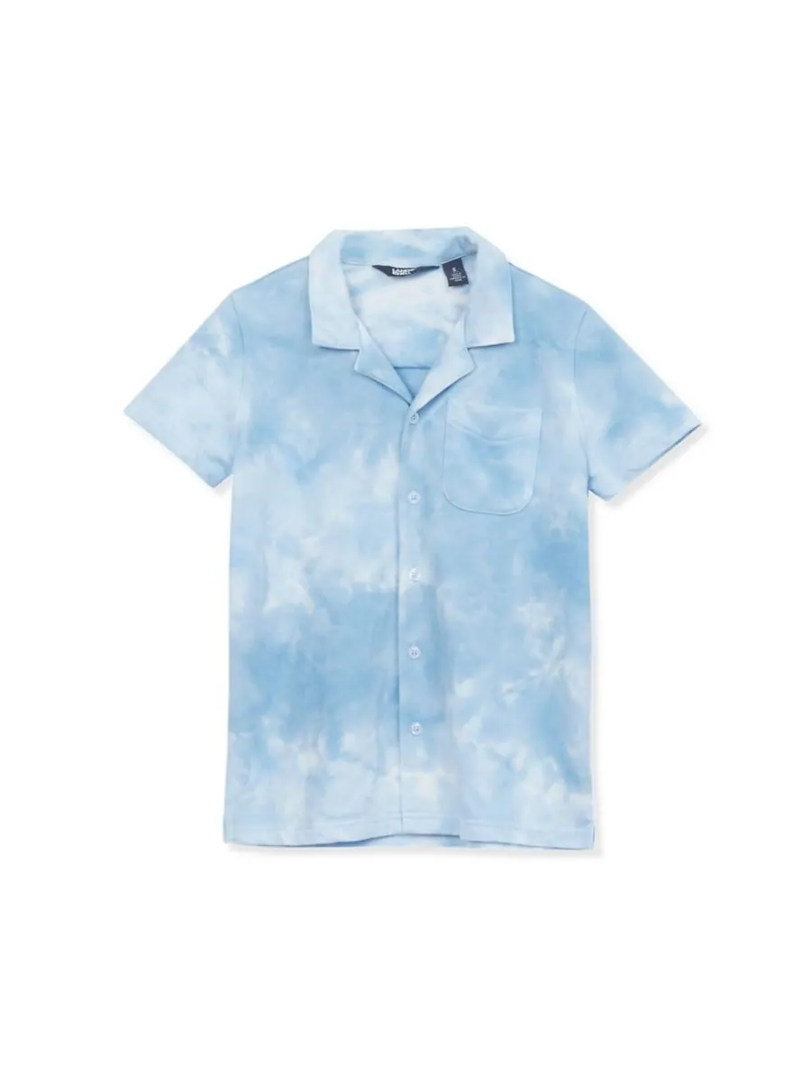 Детская махровая рубашка на пуговицах Lands' End, Sky tie dye