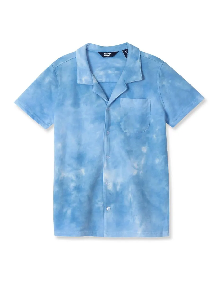 Детская махровая рубашка на пуговицах Lands' End, Sky tie dye — 2