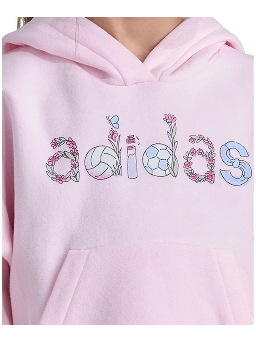 Детский комплект из худи и джоггеров с капюшоном, с длинным рукавом adidas — изображение 3 из 5, розовый