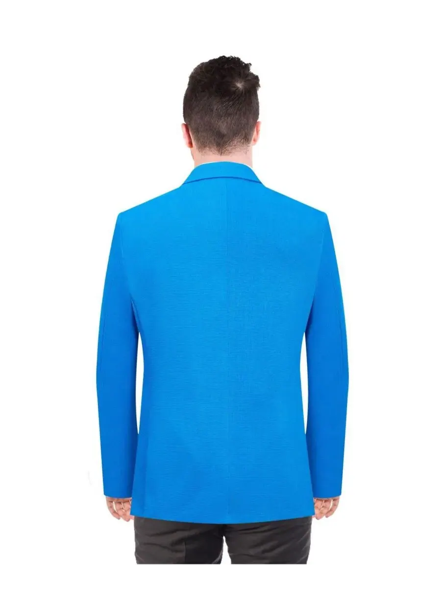 Мужской пиджак slim fit с однотонным дизайном Elie Balleh — изображение 2 из 5, королевский