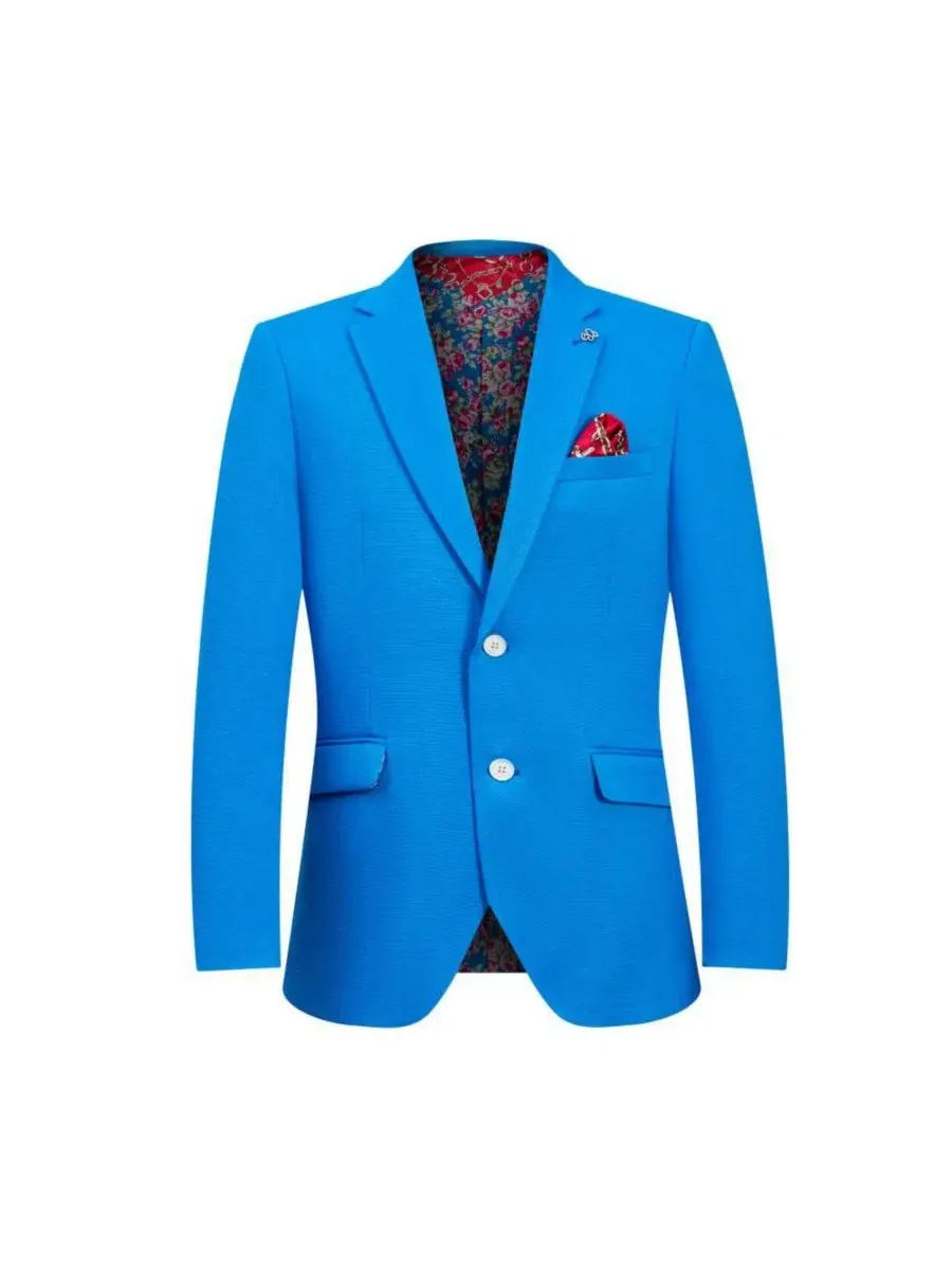 Мужской пиджак slim fit с однотонным дизайном Elie Balleh — изображение 3 из 5, королевский