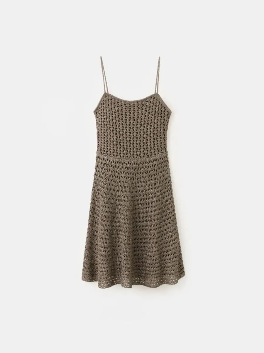 Платье-трапеция с люрексом Mango Dress — изображение 2 из 6, коричневый