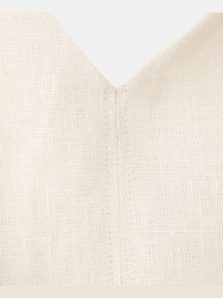 Платье-миди из льна с поясом, без рукавов, модель Belt Linen Midi-Dress MANGO — изображение 7 из 7, экру