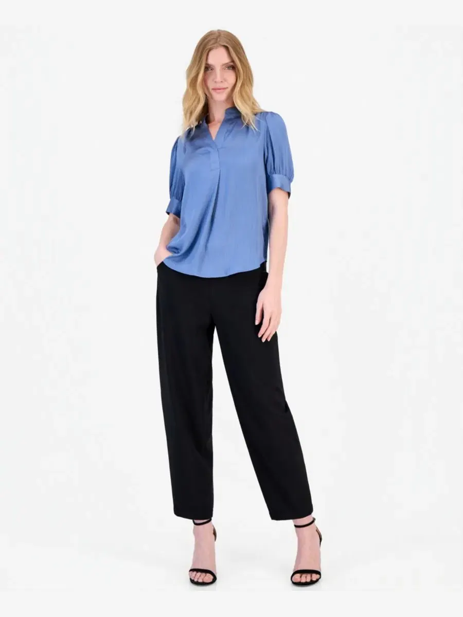 Блуза Anne Klein с коротким рукавом-фонарик — изображение 3 из 4, синий