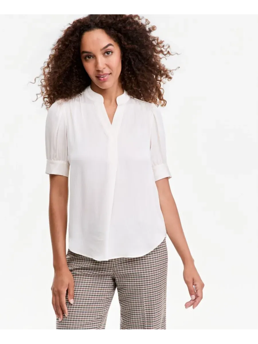 Блуза Anne Klein с коротким рукавом-фонарик, Split Mandarin