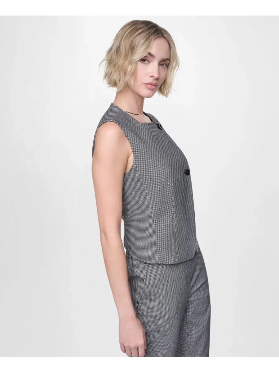 Жилет без рукавов асимметричный Petite Sleeveless Asymmetrical Vest DKNY — изображение 2 из 5, черный/слоновая кость