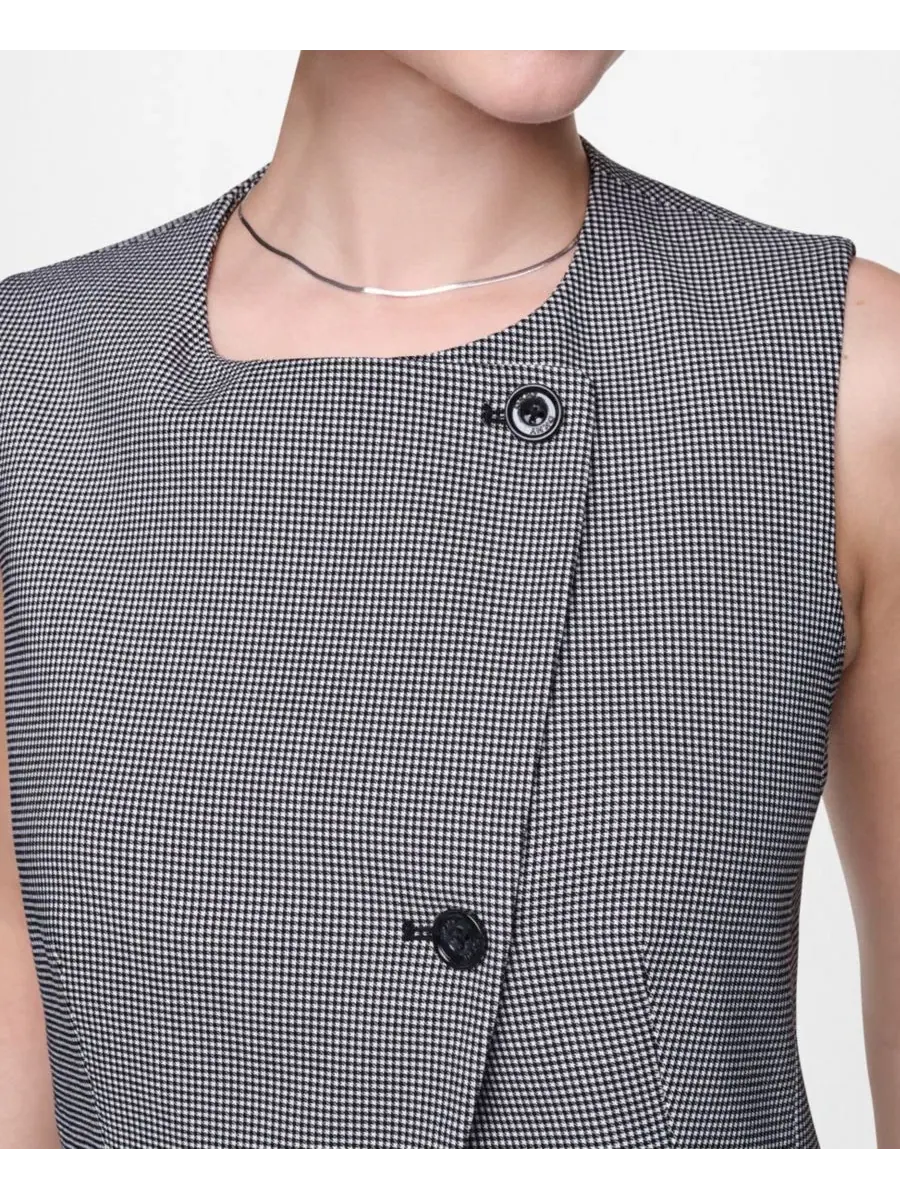 Жилет без рукавов асимметричный Petite Sleeveless Asymmetrical Vest DKNY — изображение 3 из 5, черный/слоновая кость