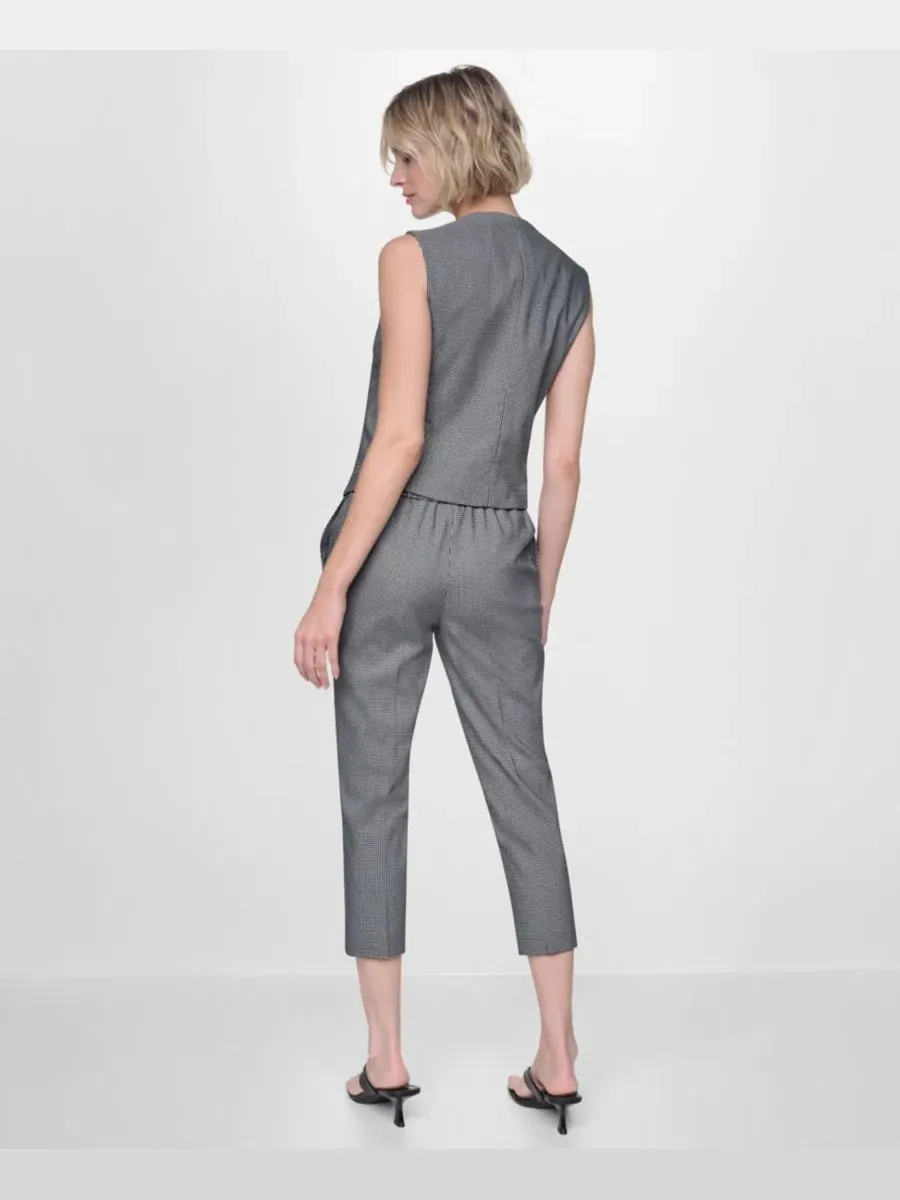Жилет без рукавов асимметричный Petite Sleeveless Asymmetrical Vest DKNY — изображение 5 из 5, черный/слоновая кость