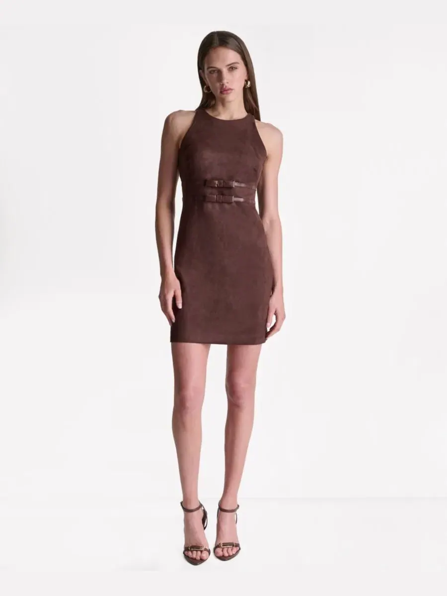 Платье-халатик из искусственной замши с запахом, с поясом BCBG