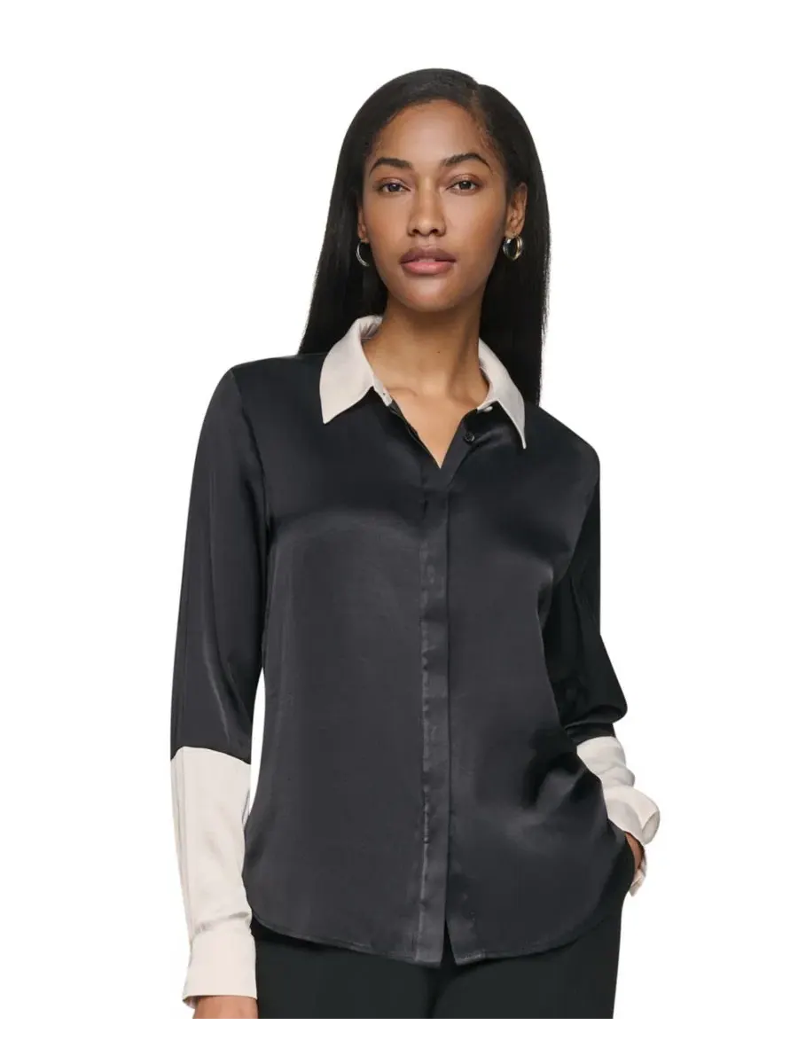 Блуза с длинным рукавом, цветблок, Park DKNY