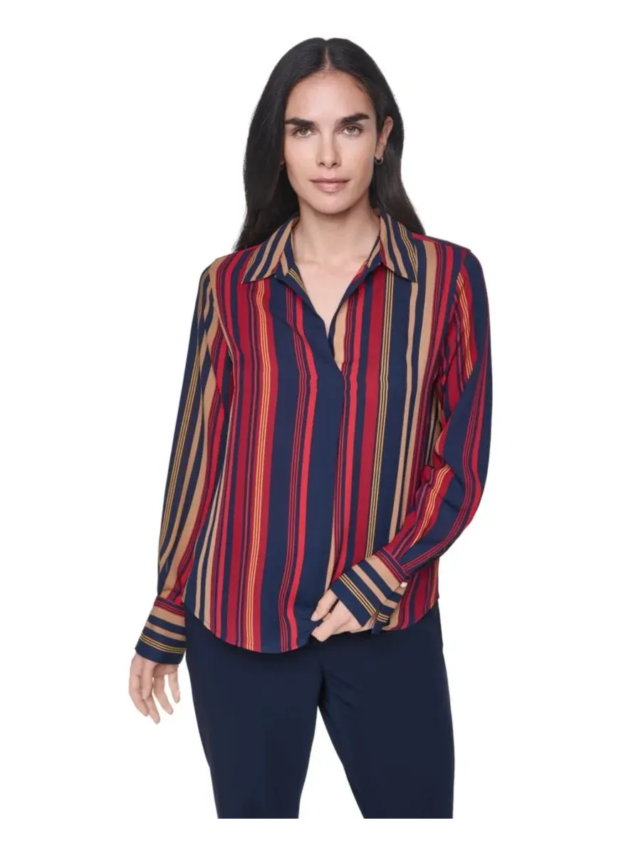 Блуза-поло с V-образным вырезом и длинным рукавом Tommy Hilfiger — изображение 4 из 6, мульти