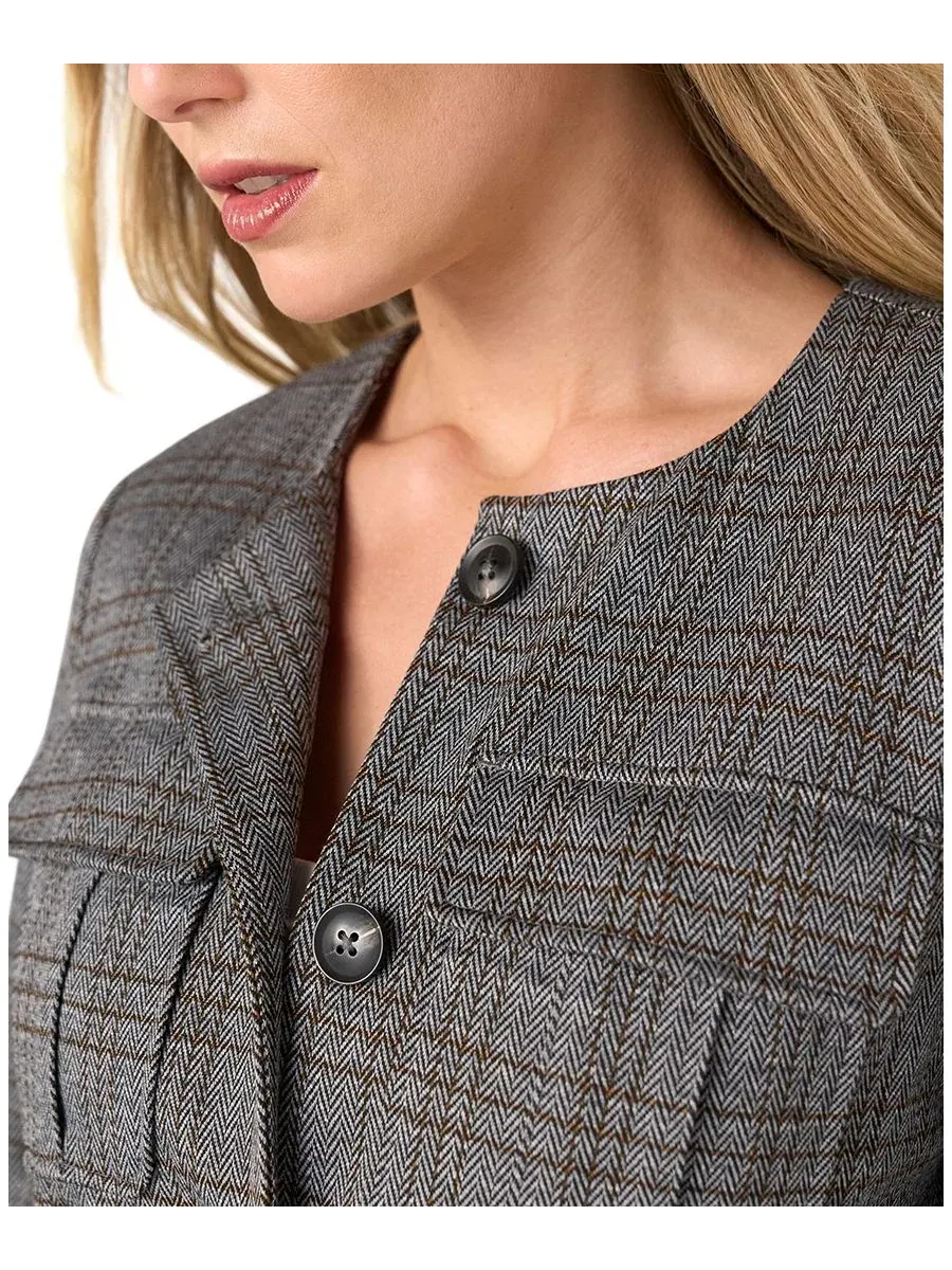 Женская куртка-филд из твида с принтом Herringbone Plaid Liverpool Los Angeles — изображение 3 из 4, черный мульти