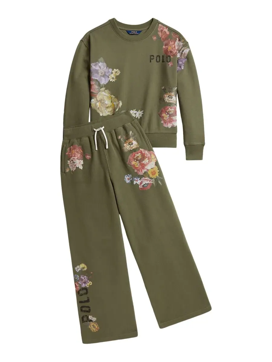 Штаны-кюлоты из флиса с принтом цветов Polo Ralph Lauren — 4