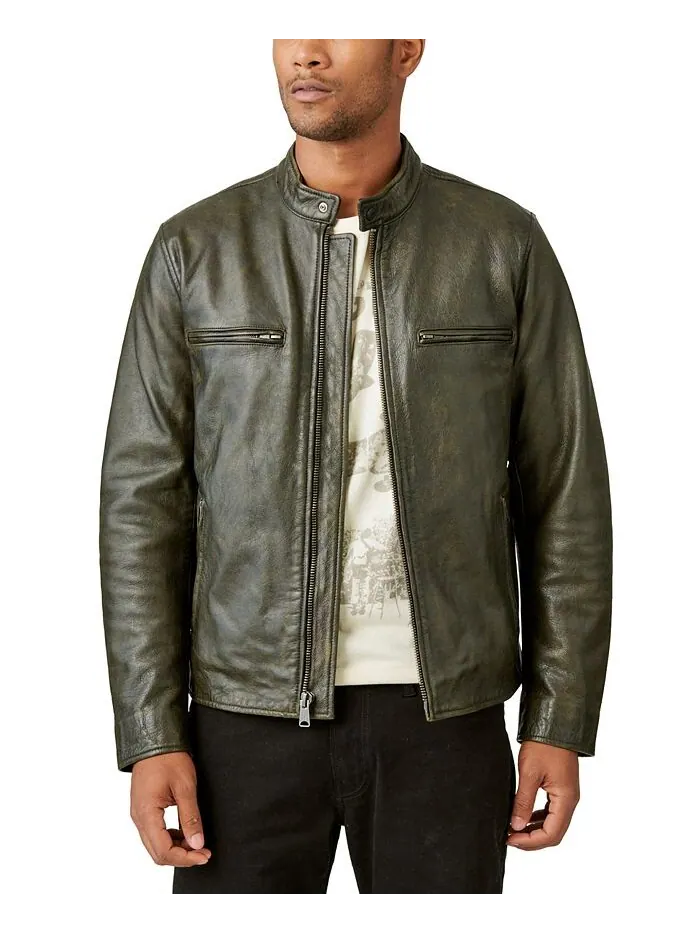 Мужская кожаная куртка Bonneville на молнии спереди Lucky Brand — изображение 2 из 2, черный