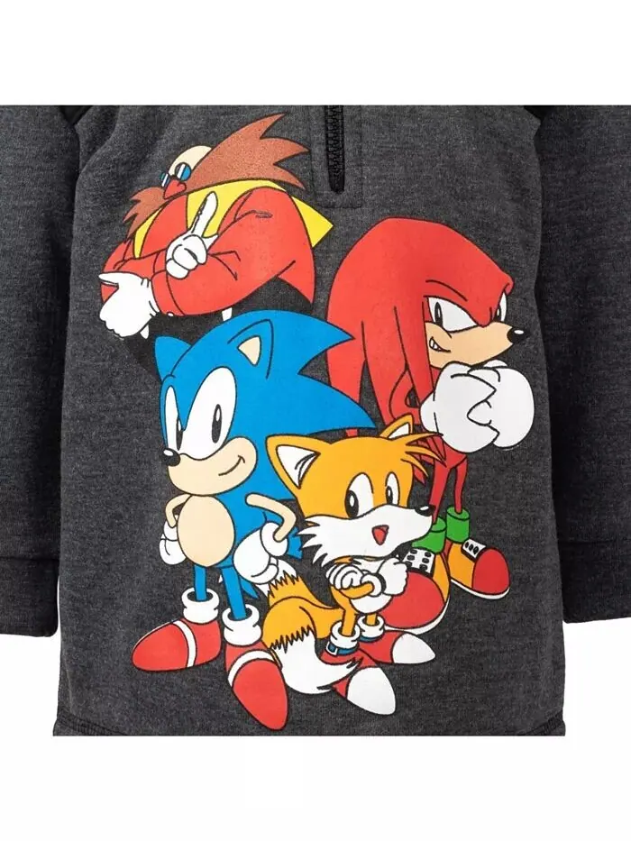 Флисовая толстовка на молнии с половиной молнии для мальчиков Sonic the Hedgehog Sega — изображение 4 из 7, черный/серый
