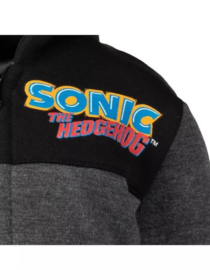 Флисовая толстовка на молнии с половиной молнии для мальчиков Sonic the Hedgehog Sega — изображение 5 из 7, черный/серый