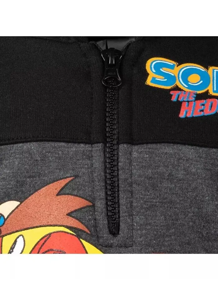 Флисовая толстовка на молнии с половиной молнии для мальчиков Sonic the Hedgehog Sega — изображение 7 из 7, черный/серый