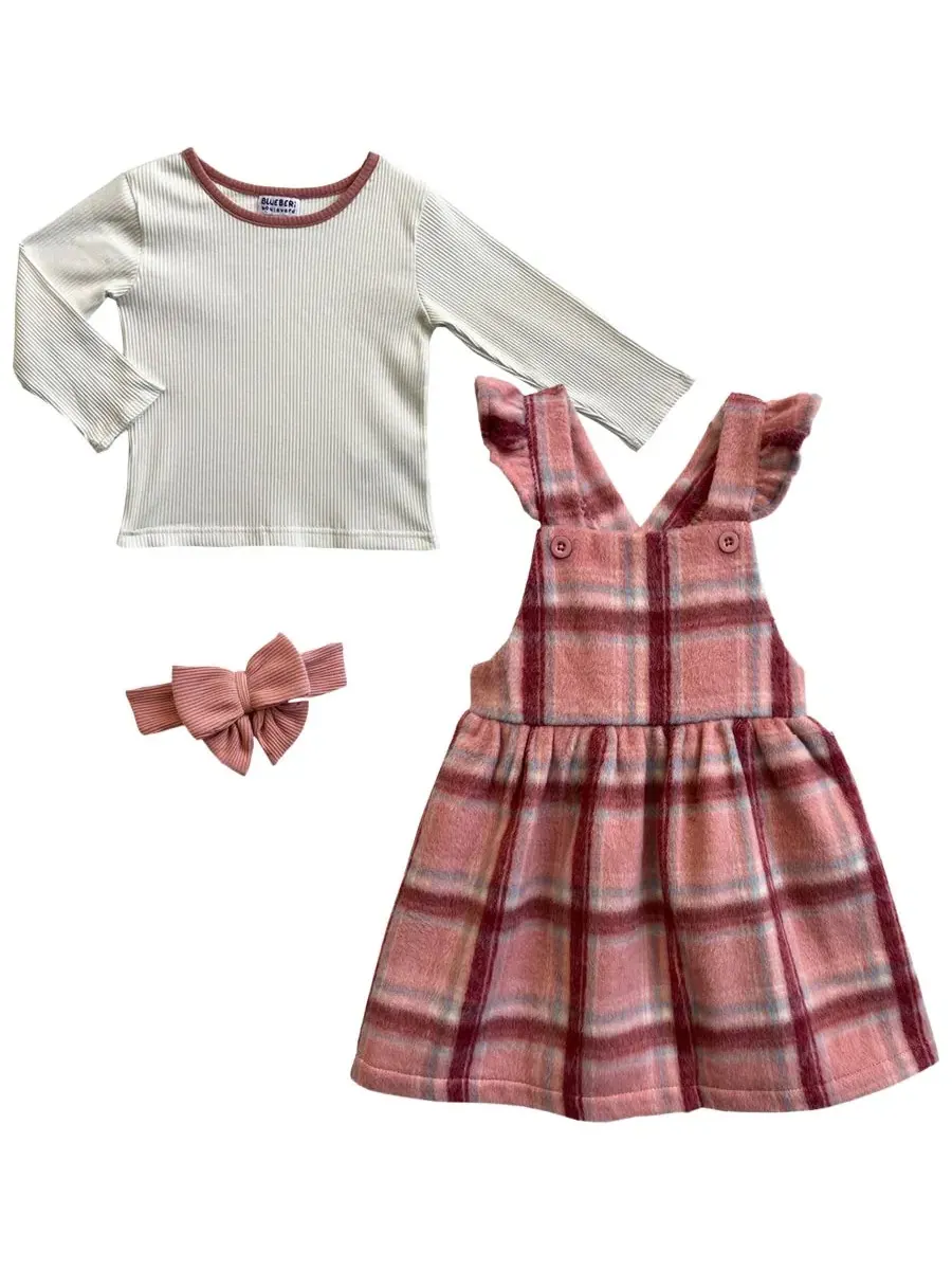 Комплект из топа, платья-сарафана и повязки на голову с бантом, модель Matching Bow Headband — розовый