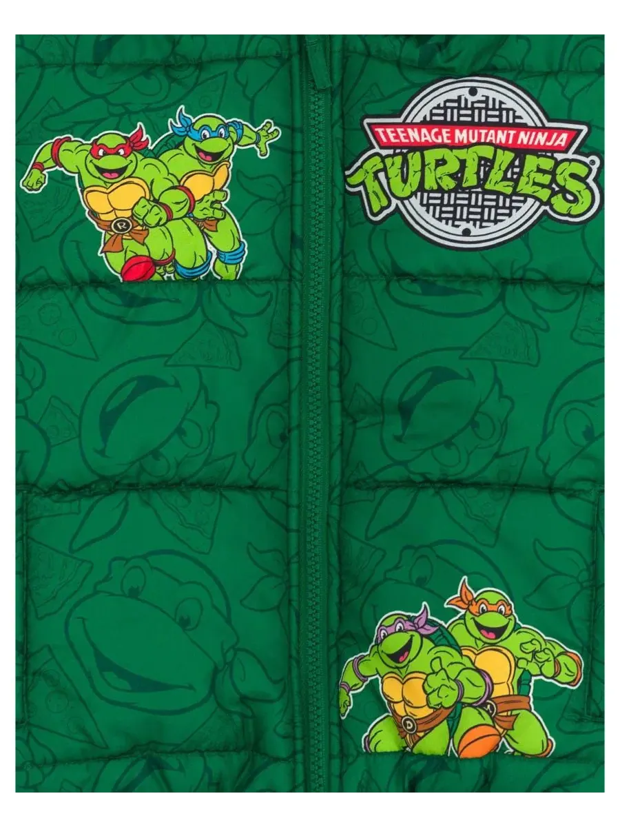 Детская куртка-пуховик с капюшоном Teenage Mutant Ninja Turtles — изображение 3 из 3, зеленый