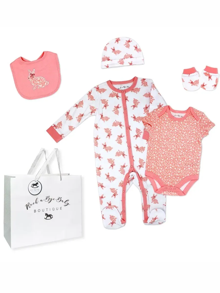 Комплект для новорожденных с цветочным принтом Rock-A-Bye Baby Boutique, Dark Peach