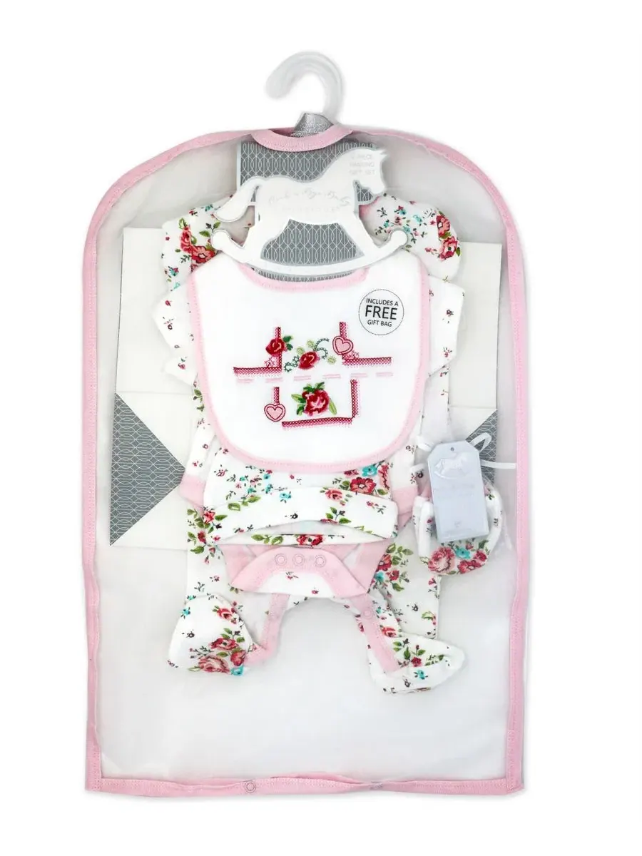 Комплект для новорожденных девочек с цветочным принтом Rock-A-Bye Baby Boutique — изображение 2 из 7, розовый
