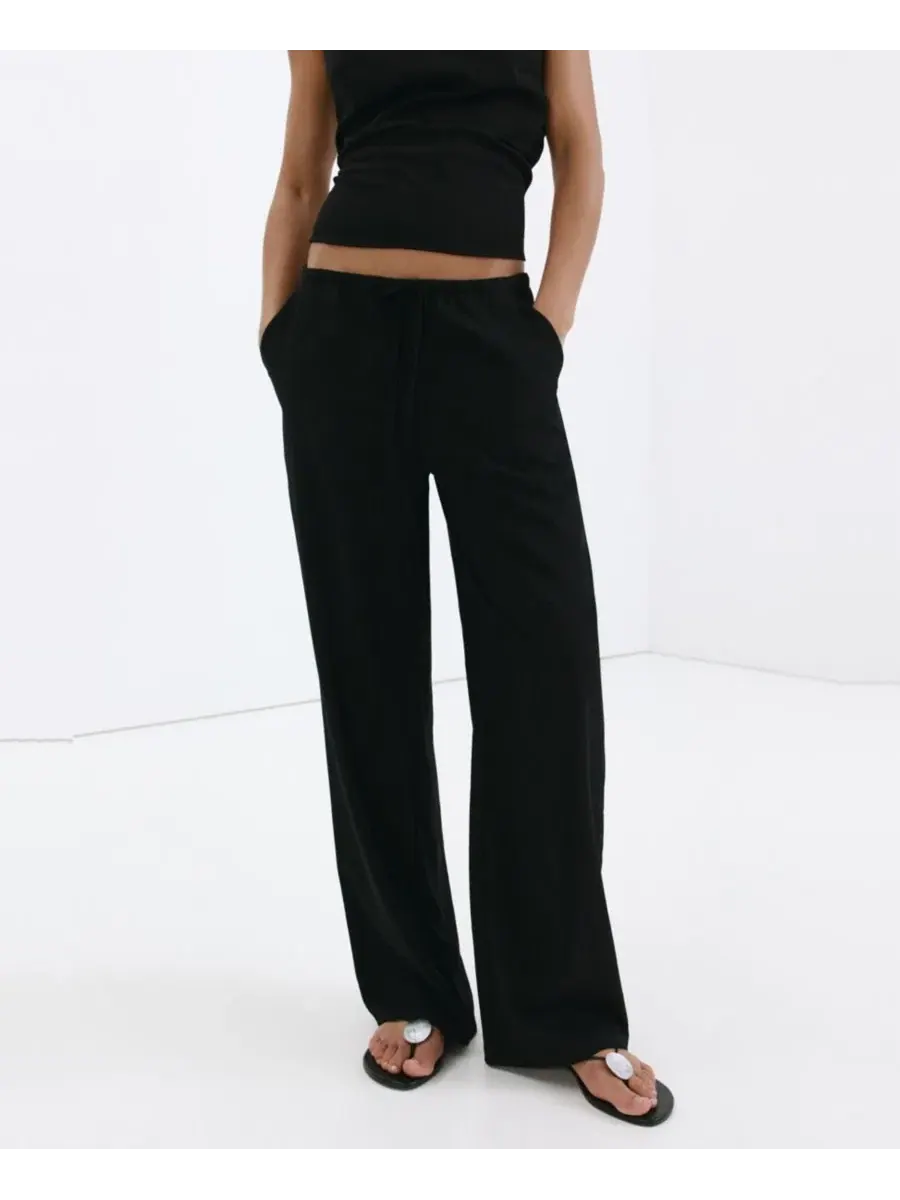 Брюки прямого кроя с регулируемым поясом, модель Straight Mid-Rise MANGO