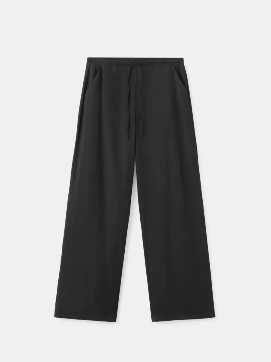 Брюки прямого кроя с регулируемым поясом, модель Straight Mid-Rise MANGO — изображение 2 из 7, черный