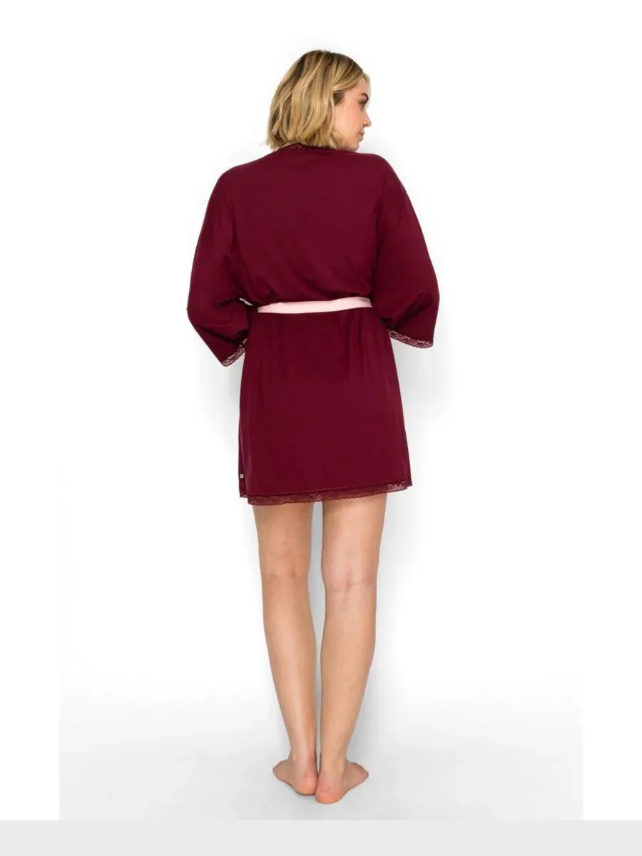 Халат-кимоно с запахом и завязкой, с рукавом 3/4, Yummy Jersey Studio Badgley Mischka — изображение 3 из 5, красный