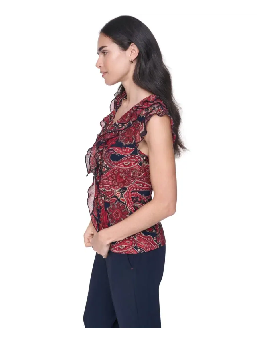 Блузка без рукавов с воланами Paisley Tommy Hilfiger — изображение 4 из 7, мульти