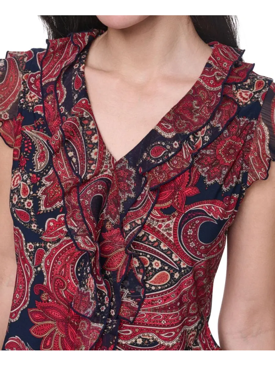 Блузка без рукавов с воланами Paisley Tommy Hilfiger — изображение 5 из 7, мульти