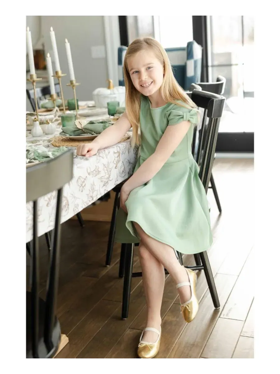 Платье из футера с бантом на рукавах Florence Eiseman — изображение 5 из 5, шалфейный