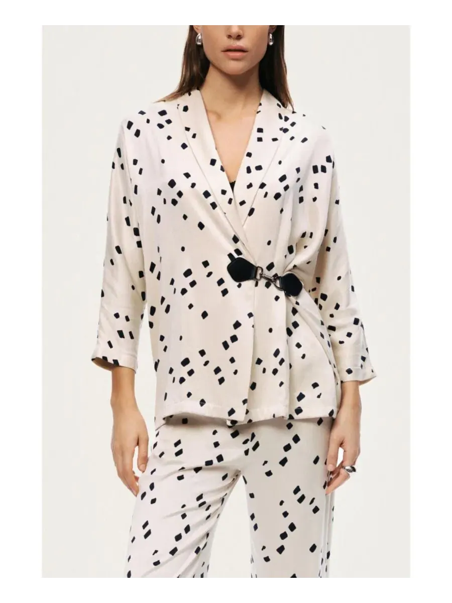 Женский жакет-кимоно с принтом, модель Printed Wrap Jacket NOCTURNE