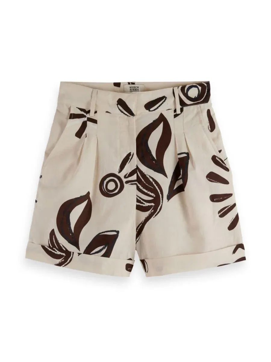 Шорты женские с принтом, высокая посадка SCOTCH & SODA, Inky Sun Linen — изображение 5 из 6