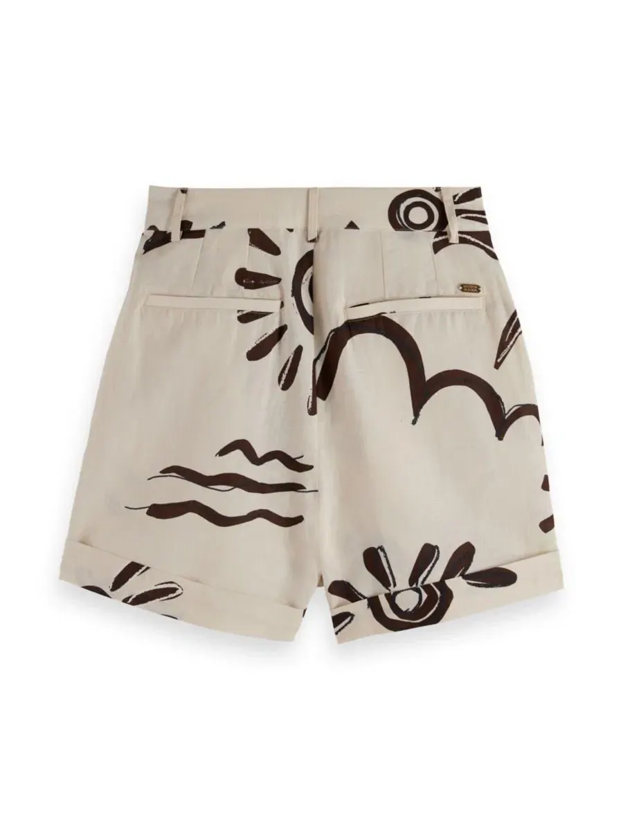 Шорты женские с принтом, высокая посадка SCOTCH & SODA, Inky Sun Linen — изображение 6 из 6