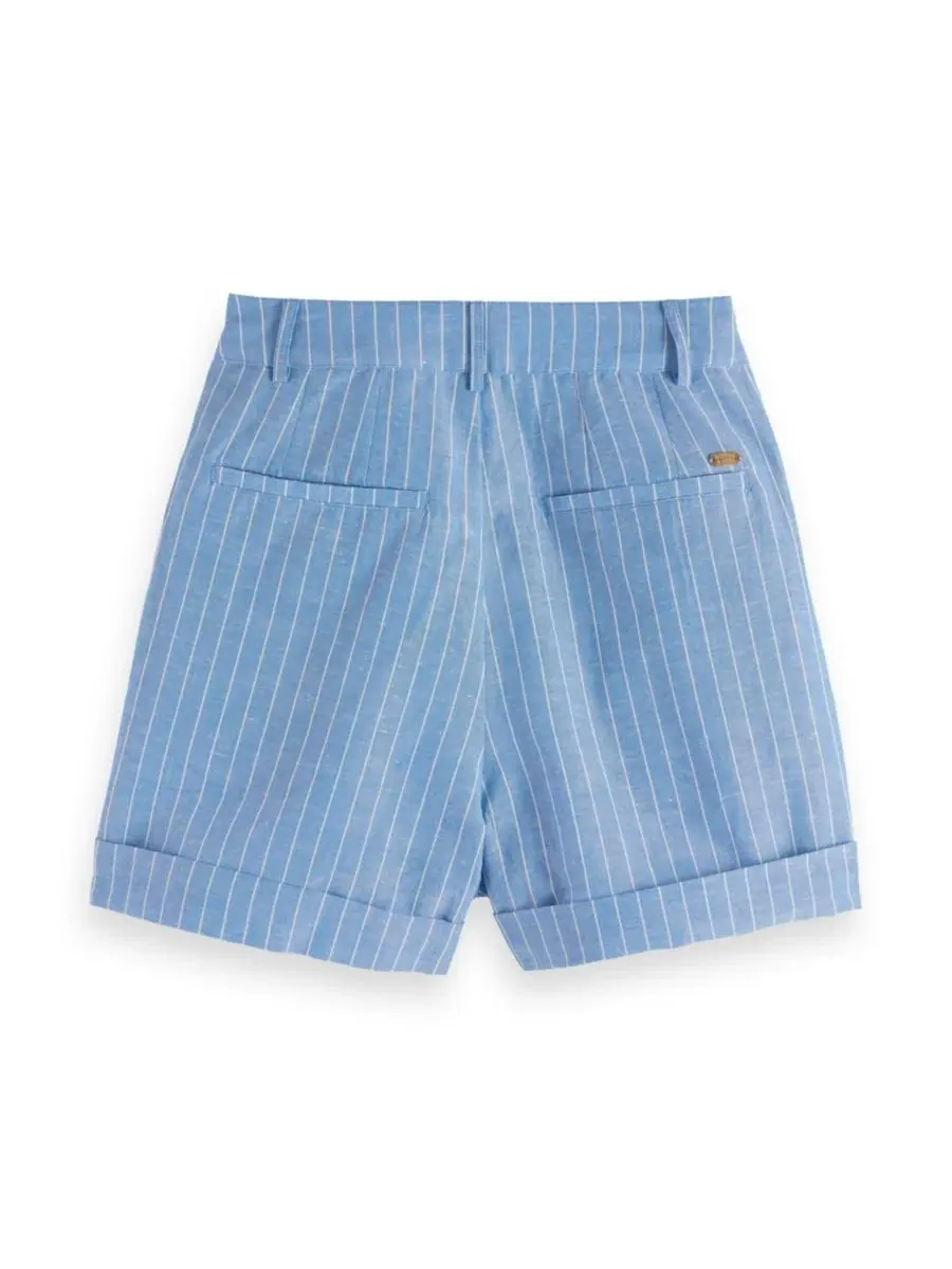 Шорты женские с принтом, из льна SCOTCH & SODA — изображение 5 из 6, синий белый