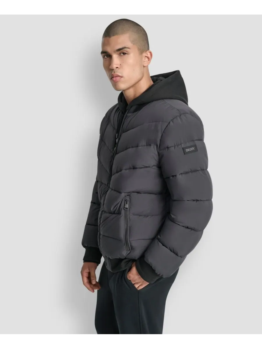 Мужская стеганая куртка-бомбер с капюшоном DKNY — изображение 2 из 4, железный