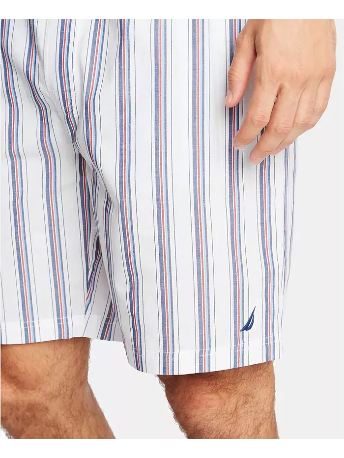 Мужские хлопковые пижамные шорты в полоску Nautica — изображение 3 из 4, яркий белый