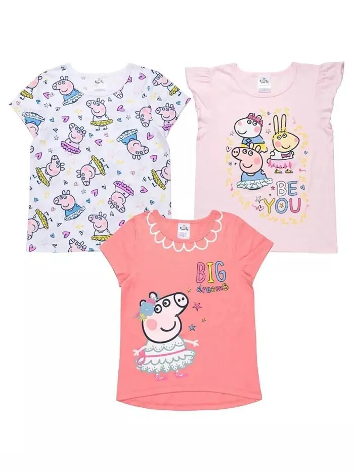 Комплект из 3 футболок для девочек Peppa Pig — розовый